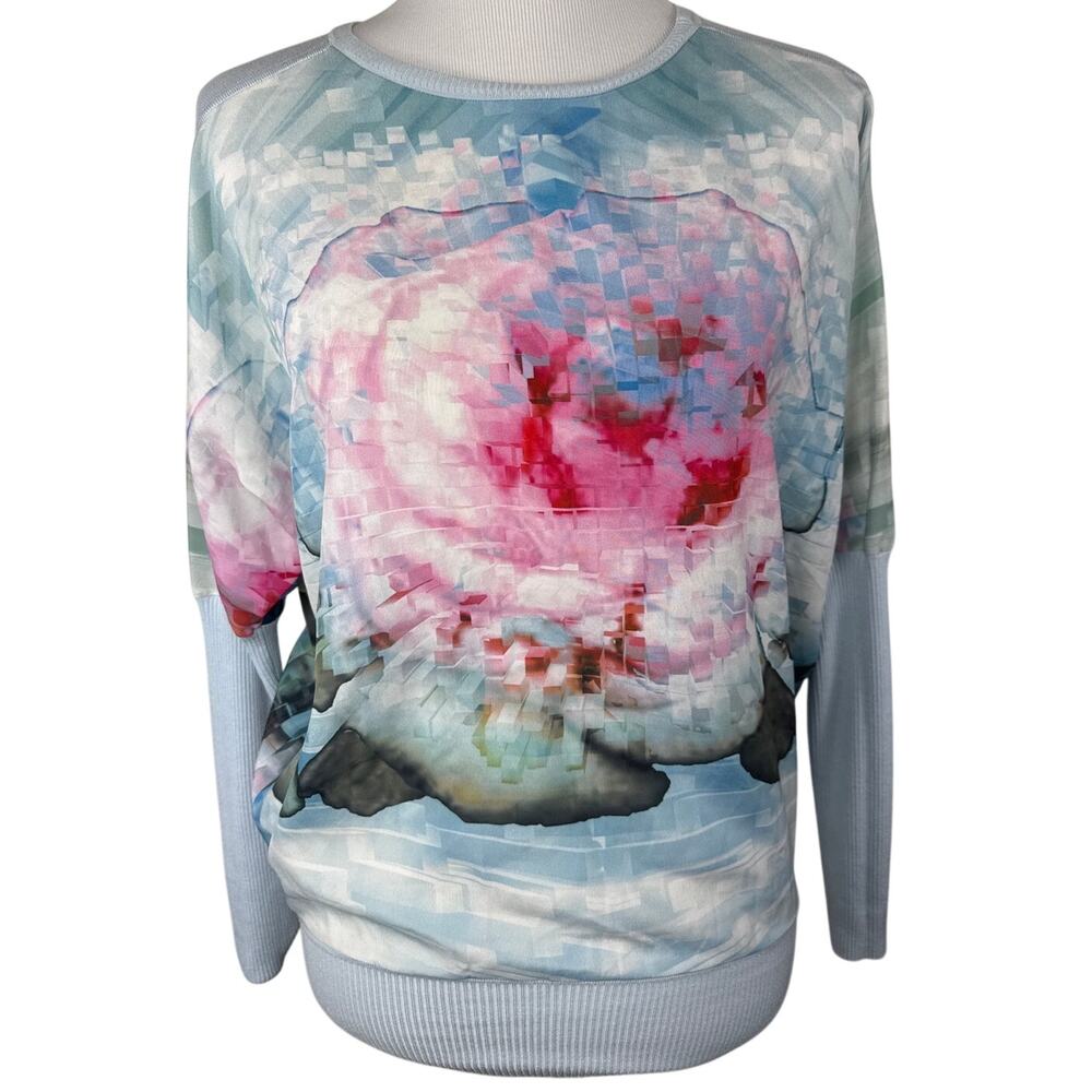 Ted Baker Xena Cubist Floral Print Batwing Sweater, Size 1 or US Size 2/XS, EUC